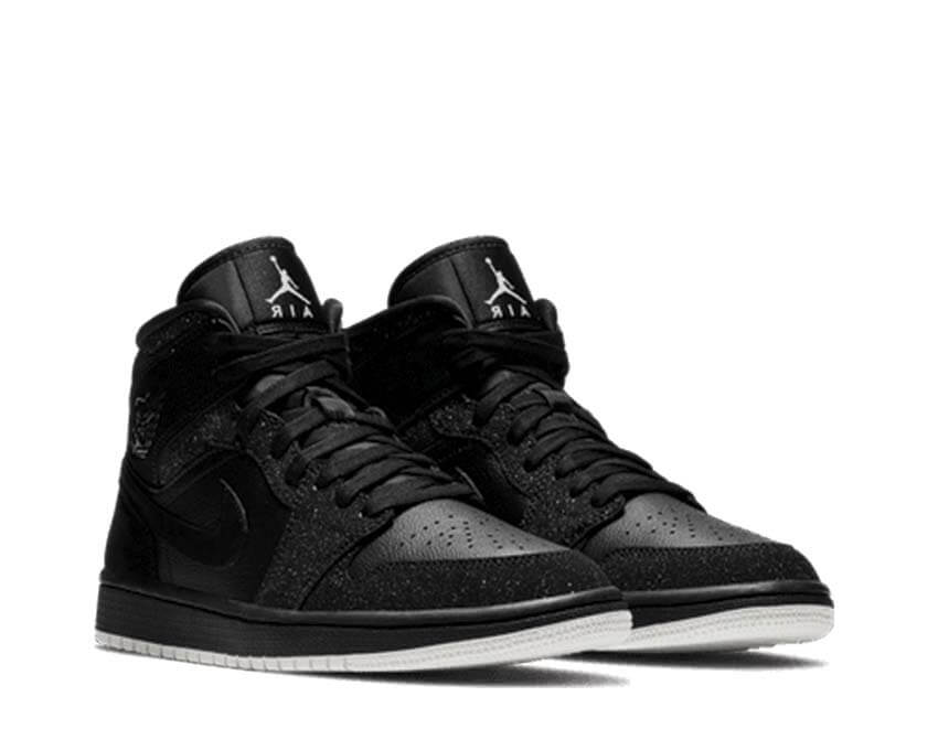 Air Jordan 1 Mid W Black — vue latérale sneakers femme cuir noir
