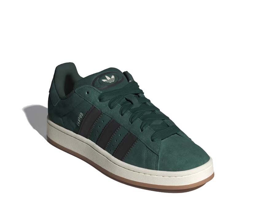 Adidas Campus 00s Collegiate Green vue latérale — profil daim et semelle gomme plate