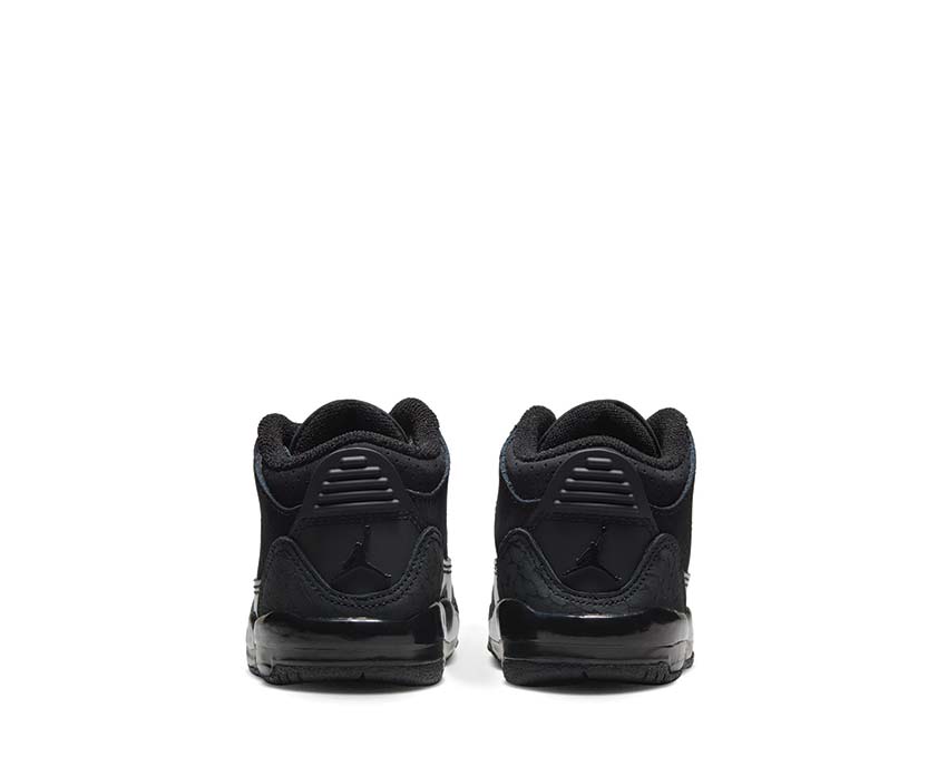 Jordan 3 Retro Black Cat TD détail — tige cuir noir tout-petit Jordan
