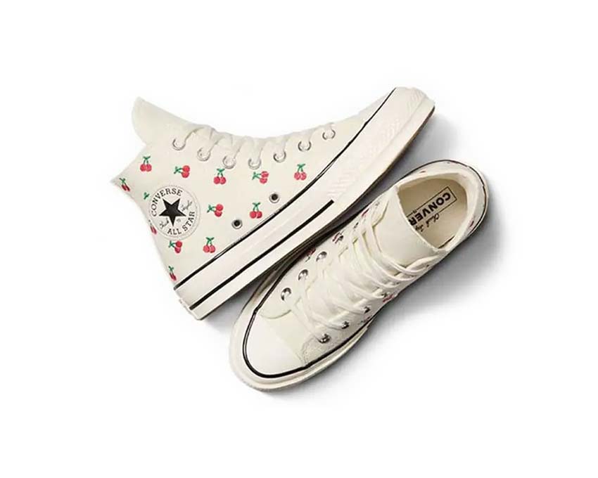 Converse Chuck 70 Hi Egret Black Red sole — vulcanized sole