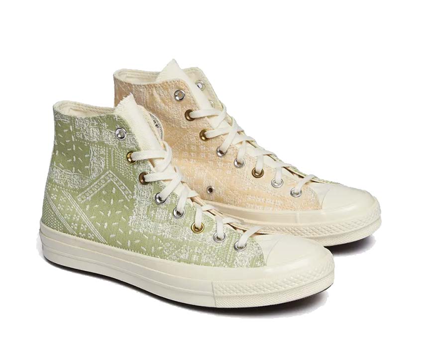 Converse Chuck 70 Hi Egret Vitality Green vue latérale — toile canvas bicolore pastel
