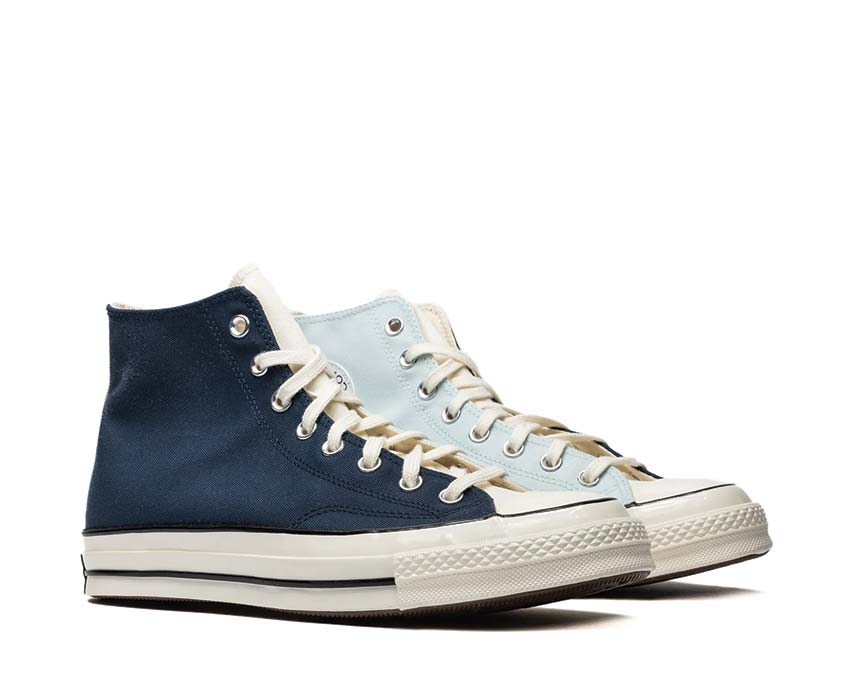 Converse Chuck 70 Hi Navy/Aqua Mist vue latérale — bicolore marine et bleu aqua doux
