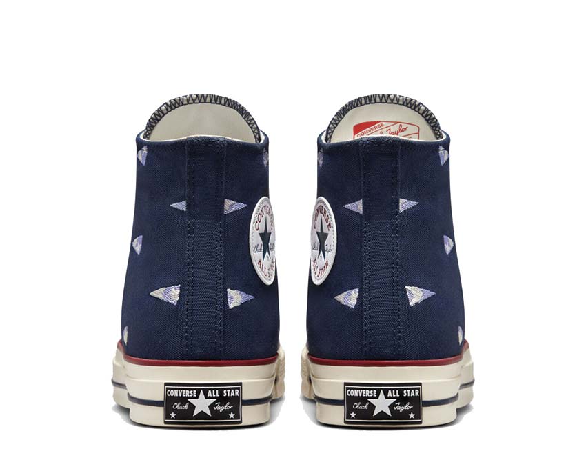 Converse Chuck 70 Hi Navy/Ultra Violet detail — violet star patch on navy background