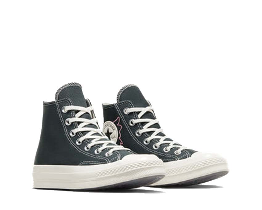 Converse Chuck 70 Hi Secret Pine Egret Seitenansicht — natürliches Kieferngrün Segeltuch
