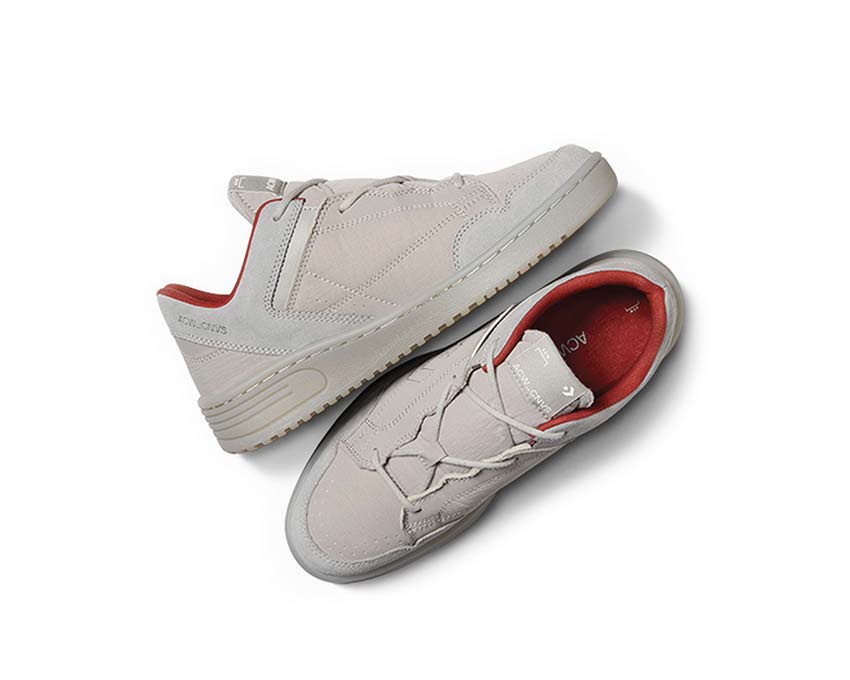 Converse Weapon OX Flint Gray/Bossa détail — surpiqûres cuir bicolore vintage