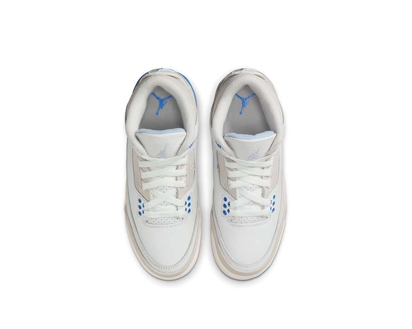 Air Jordan 3 Retro GS Lucky Shorts — vue de face GS blanc bleu hydrogen