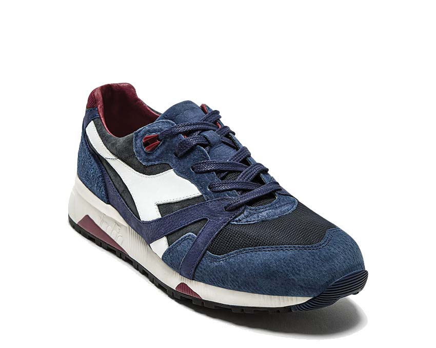 Diadora N9000 Italia Insignia Blue Seitenansicht — Profil Leder zweifarbig
