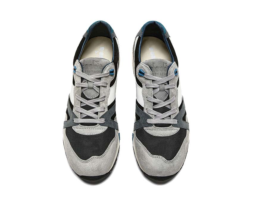 Diadora N9000 Italia Black Paloma Grey Detail — Zunge Stickerei Logo