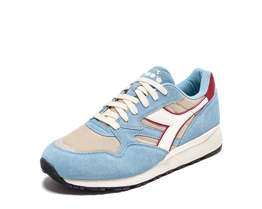Diadora N902 Oyster Gray Dusk Blue Seitenansicht — zweifarbiges Nubuk-Profil