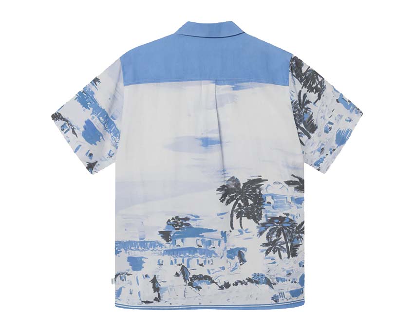 Les Deux Coastal AOP SS Shirt Washed Denim Blue Seitenansicht — denim washed