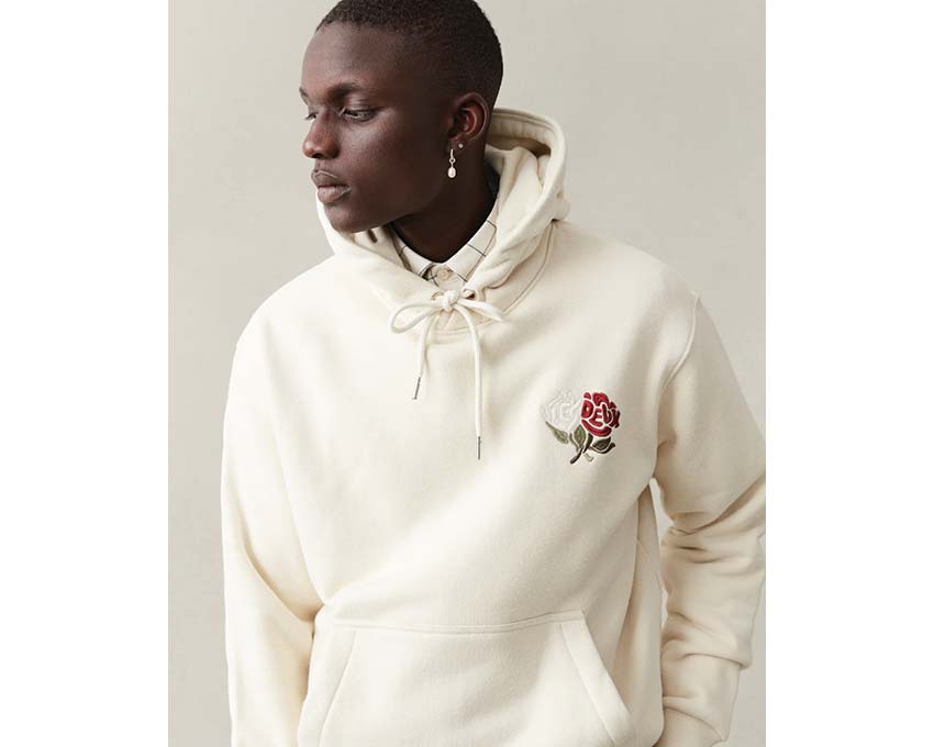 Les Deux Felipe Hoodie Ivory detail — embroidered logo chest