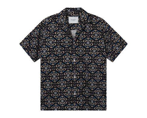 Les Deux Hendrix AOP SS Shirt Dark Navy — camicia uomo AOP navy stampato