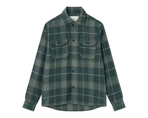 Les Deux Lennon Check Shirt Olive Dusty Moss — unisex shirt check flannel