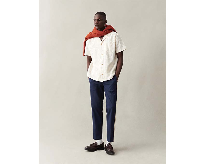 Les Deux Lesley Paisley SS Shirt Light Ivory détail — col et boutons