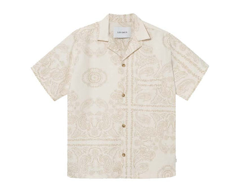 Les Deux Lesley Paisley SS Shirt Light Ivory — chemise unisexe viscose paisley