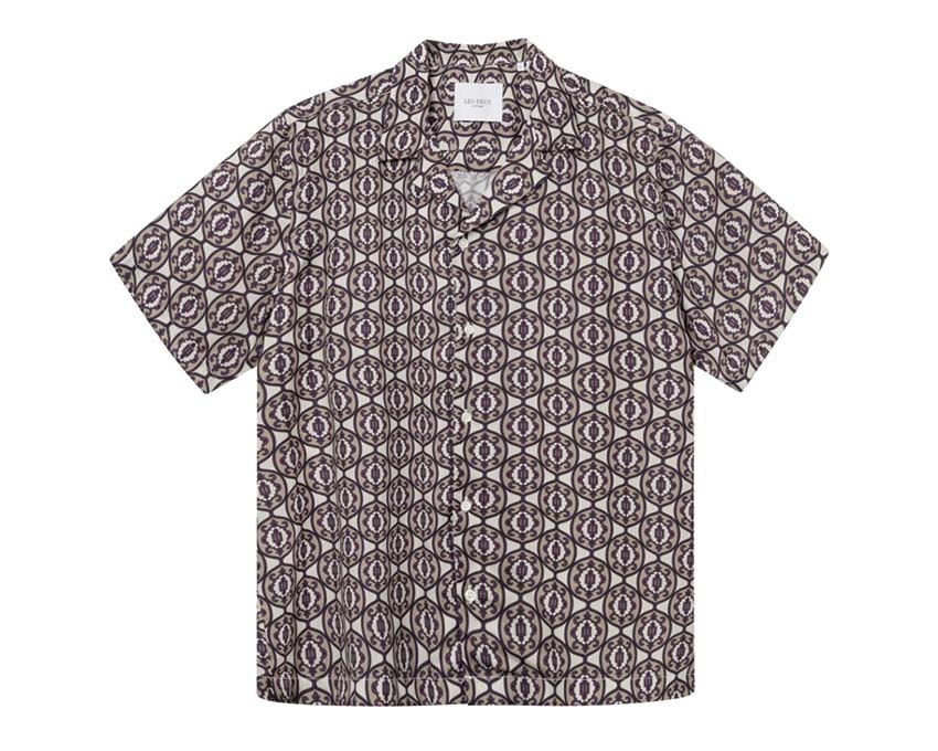Les Deux Ornament AOP Tencel Shirt Ivory — Unisex-Hemd Tencel bedruckt