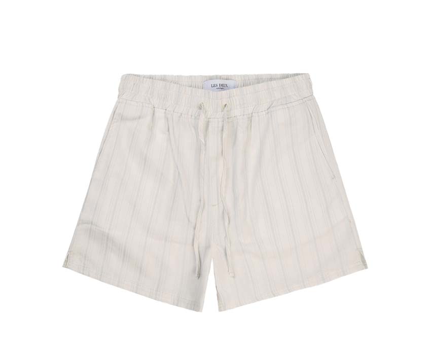 Les Deux Porter Embroidery Shorts Ivory — unisex shorts cotton embroidery
