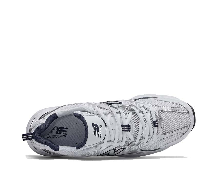 vista laterale — New Balance 530 bianco indigo mesh scamosciato tomaia