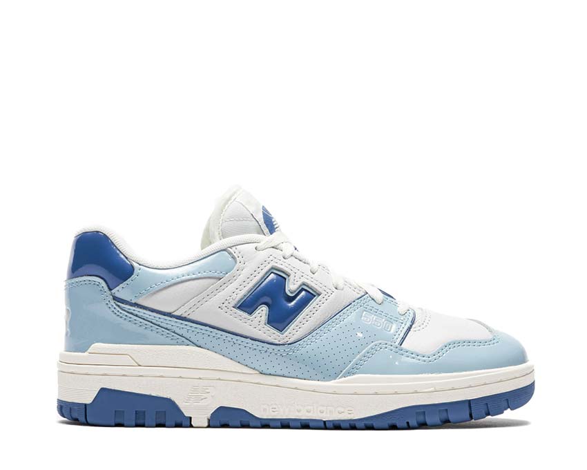 New Balance 550 Patent Leather Chrome Blue Agate Sea Salt BB550YKE — homme