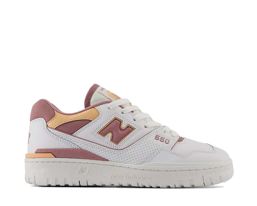 New Balance 550 W White Rosewood — sneaker femme basketball vintage cuir