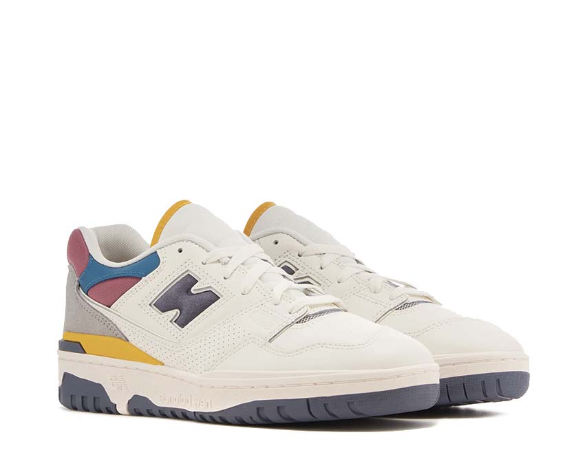 New Balance 550 White Multi Seitenansicht — bunte Leder- und Mesh-Paneele