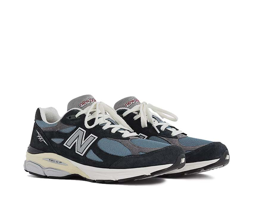 New Balance 990 Made in USA Spring Tide Navy vue latérale — mesh et suède