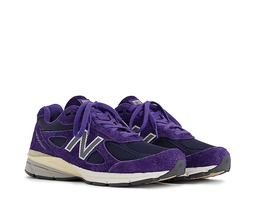 New Balance 990v4 Made in USA Plum side view — suede and mesh upper