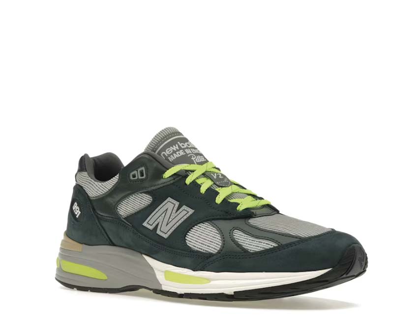 New Balance 991v2 Patta Sea Moss vue latérale — détails exclusifs Patta