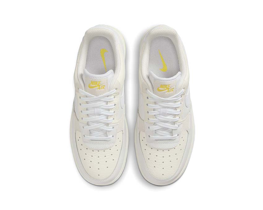 Nike Air Force 1 '07 Low W Summit White detail — Opti Yellow leather upper