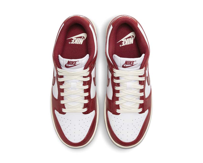 Nike Dunk Low PRM W White Team Red Coconut Milk Detail — Premium-Leder Obermaterial