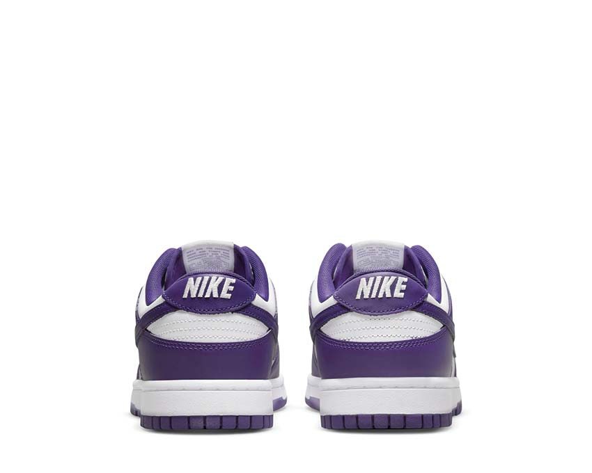 Nike Dunk Low Retro White Court Purple Orange sole — orange rubber outsole