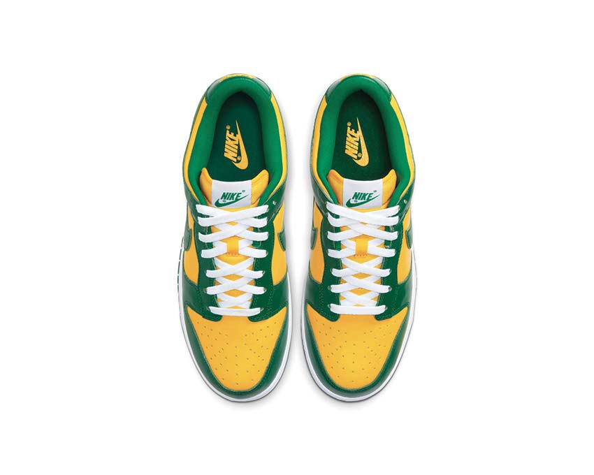 Nike Dunk Low SP Varsity Maize détail — tige cuir lisse
