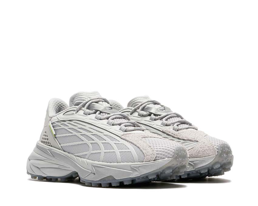 Puma Spirex Glacial Gray Cool Light Gray side view — gray running mesh Pleasure