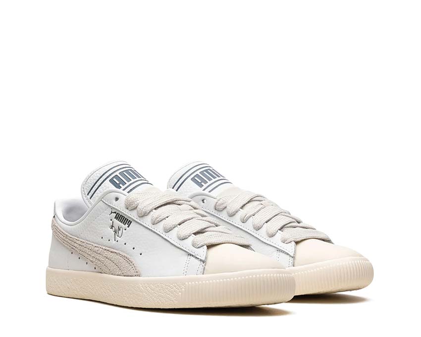 Puma X Rhuigi Clyde Q3 Pristine Sedate Gray Seitenansicht — Wildleder und Premium-Leder