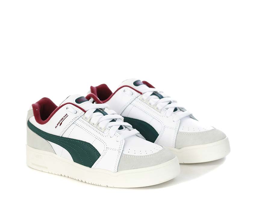 Puma Slipstream Lo Retro White Malachite Seitenansicht — zweifarbiges Leder und Wildleder