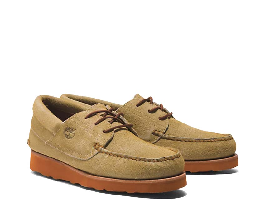 Timberland 3 Eye Wedge VIBRAM Lace Up Beige vue latérale — profil cuir lisse