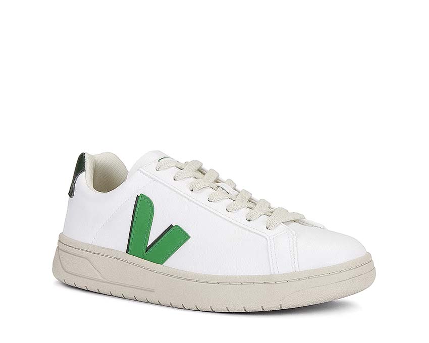 Veja Urca White Leaf/Cyprus side view — washed two-tone leather