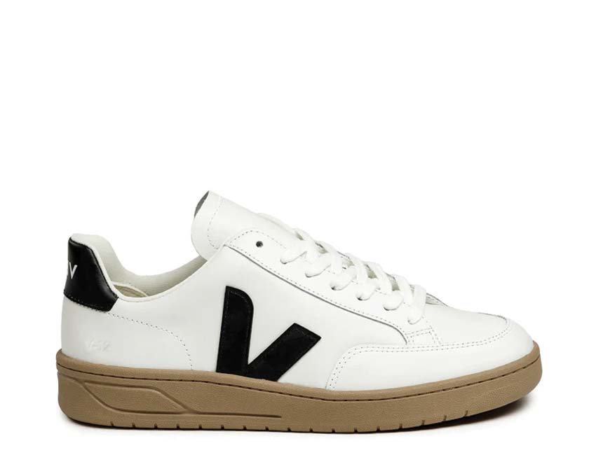 Veja V-12 Extra White/Black — sneaker homme cuir éco-responsable