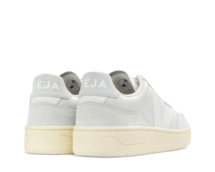 Veja V-90 Gravel/White Seitenansicht — glattes zweifarbiges Leder
