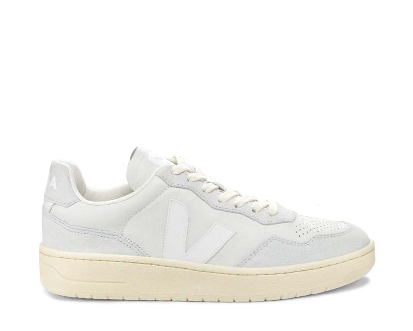Veja V-90 Gravel/White — Damen-Sneaker umweltfreundliches Leder