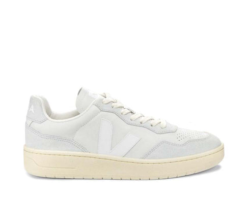 Veja V-90 Gravel/White — Damen-Sneaker umweltfreundliches Leder