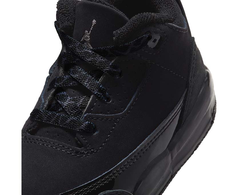 Jordan 3 Retro Black Cat TD vue latérale — cuir noir elephant print TD