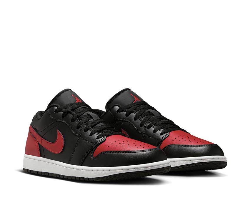 Jordan Air Jordan 1 Low Bred Black Varsity Red Summit White Sohle — weiße niedrige Sohle