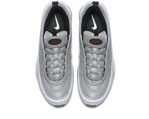 Nike Air Max 97 OG Metallic Silver Bullet dettaglio — tomaia multimateriale silver bullet