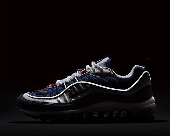 Nike Air Max 98 OG Gundam detail — premium leather upper