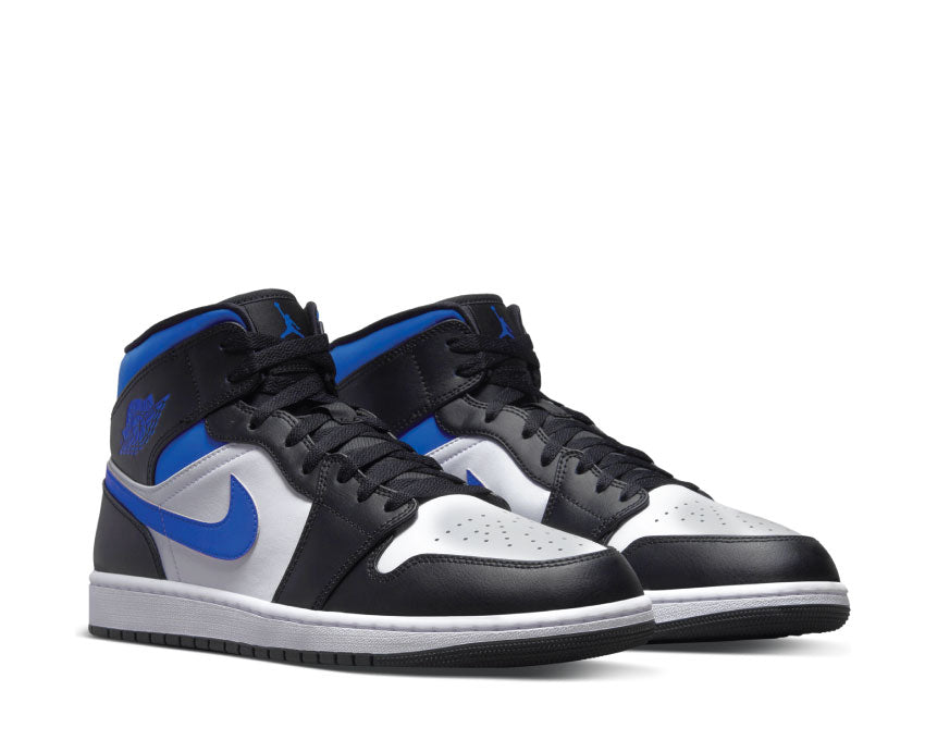 Jordan Air Jordan 1 Mid White Racer Blue Seitenansicht — glattes Leder Herren