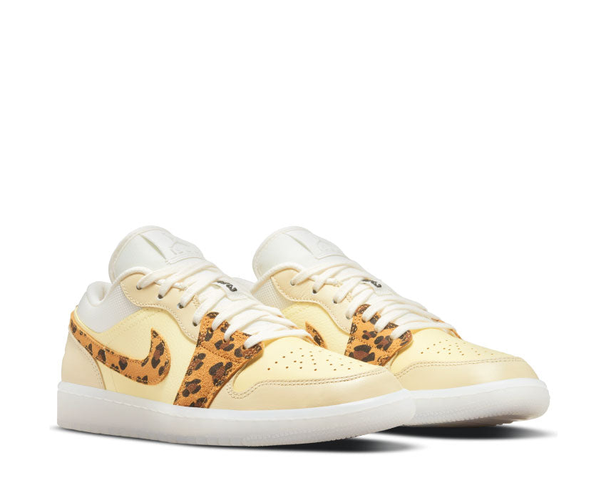 Jordan Air Jordan 1 Low Lemon Drop Wheat Seitenansicht — hellgelbes Leder
