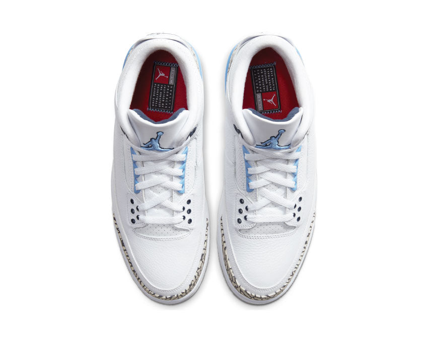Jordan Air Jordan 3 Retro UNC White Valor Blue Tech Grey détail — cuir éléphant gris Tech Grey