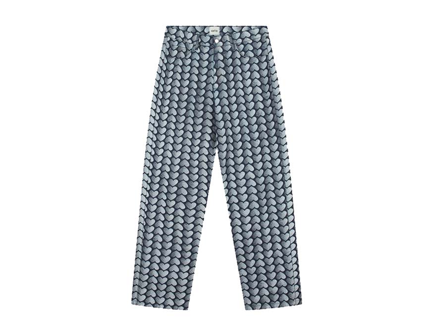 Arte Jean Allover Heart Pants Denim — unisex denim pants heart print