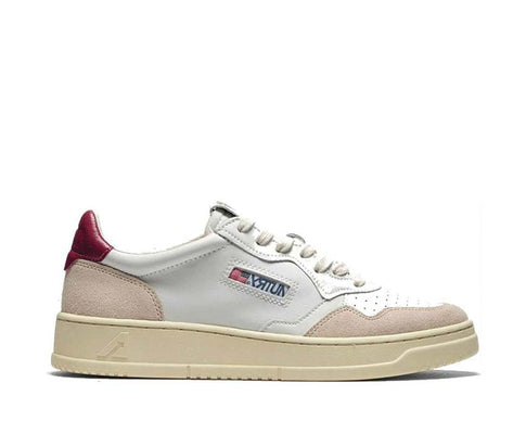 Autry Medalist Low White/Red — Herren-Sneaker zweifarbig Leder weiß und rot